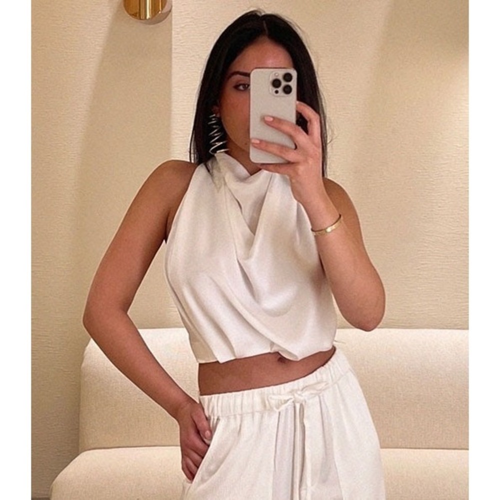 Cult Gaia Adrienne Silk Top – White – Size L